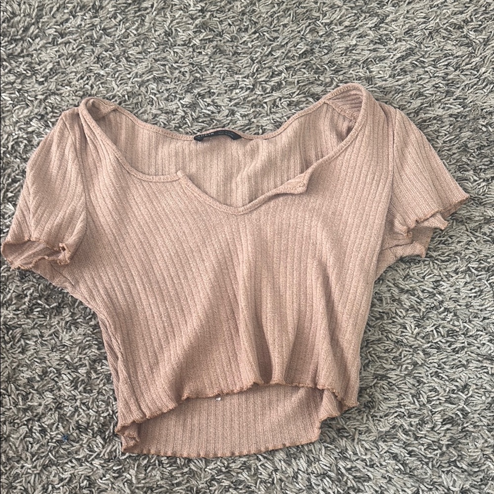 SHEIN Pink and Orange Flutter Sleeve Crop Top